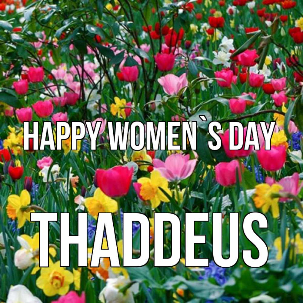 Greetings card с именем, Thaddeus happy women`s day с международным женским днем поздравления для женщины Greetings with text for free download 